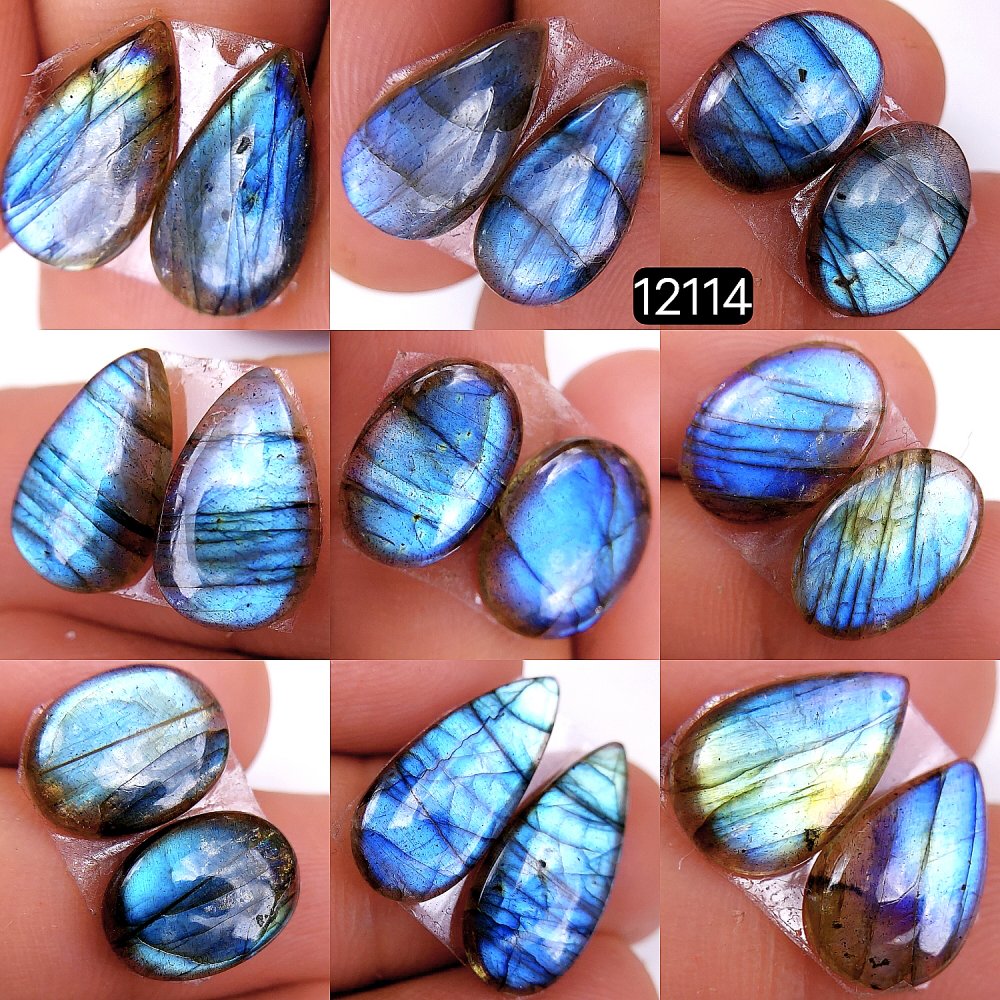 9Pair 65Cts  Labradorite pairs Labradorite Cabochon Loose Gemstone Labradorite pair for Earring For Woman Earrings Mix Shapes Dangle Drop Earrings 16X11-15X7mm #12114