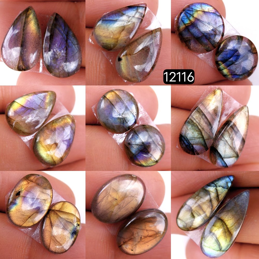 9Pair 71Cts  Labradorite pairs Labradorite Cabochon Loose Gemstone Labradorite pair for Earring For Woman Earrings Mix Shapes Dangle Drop Earrings 16X11-12X12mm #12116