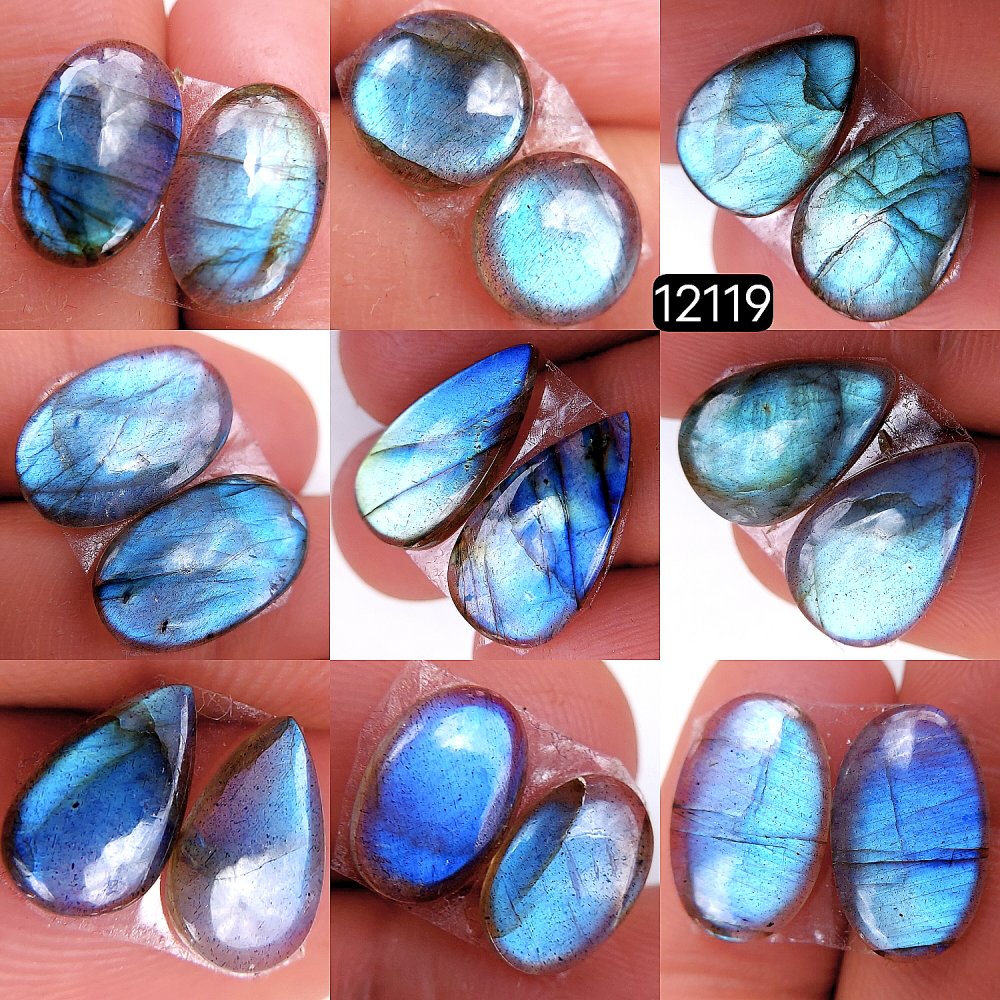 9Pair 60Cts  Labradorite pairs Labradorite Cabochon Loose Gemstone Labradorite pair for Earring For Woman Earrings Mix Shapes Dangle Drop Earrings 18X11-8X8mm #12119