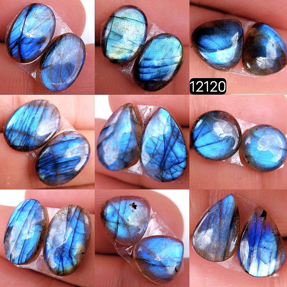 9Pair 61Cts  Labradorite pairs Labradorite Cabochon Loose Gemstone Labradorite pair for Earring For Woman Earrings Mix Shapes Dangle Drop Earrings 17X12-10X9mm #12120