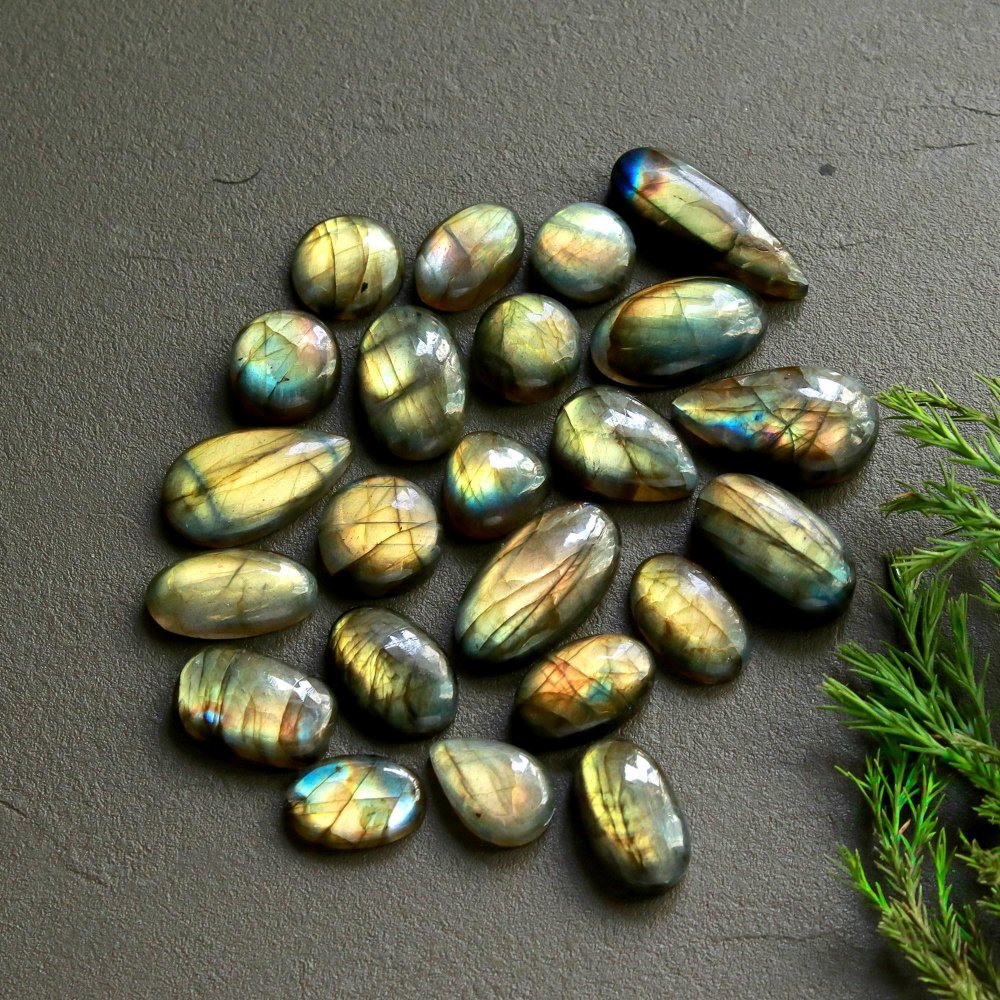 23 Pcs 204 Cts  Natural Labradorite Cabochon Loose Gemstone Jewelry Wire Wrapped Pendant Semi-Precious Healing Crystal Lots   26x10-11x11mm #12159