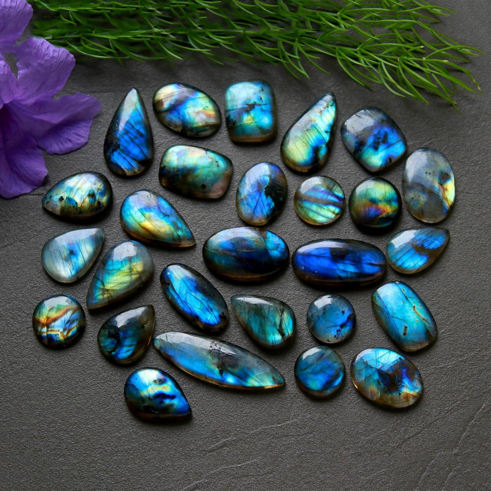 27 Pcs 184 Cts  Natural Labradorite Cabochon Loose Gemstone Jewelry Wire Wrapped Pendant Semi-Precious Healing Crystal Lots  12x23-10x17mm #12213