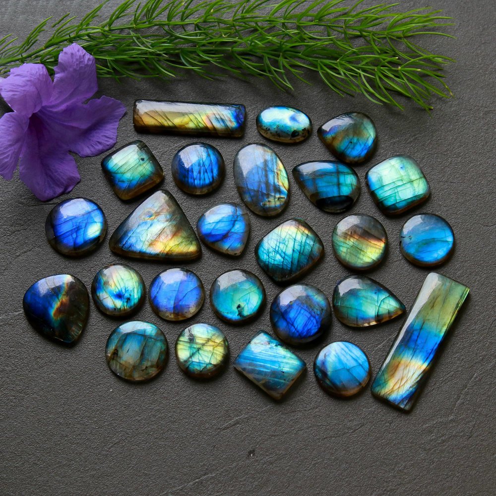 20 Pcs 198 Cts  Natural Labradorite Cabochon Loose Gemstone Jewelry Wire Wrapped Pendant Semi-Precious Healing Crystal Lots  11x37-10x15mm #12215