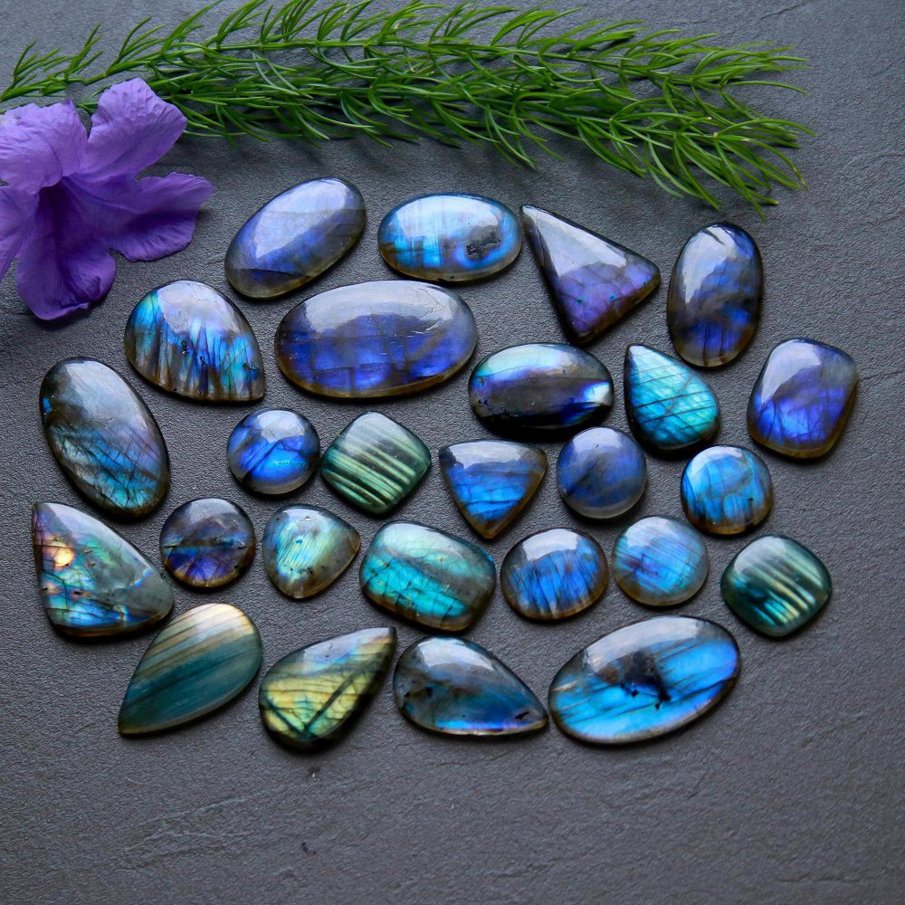 26 Pcs 243 Cts  Natural Labradorite Cabochon Loose Gemstone Jewelry Wire Wrapped Pendant Semi-Precious Healing Crystal Lots 19x31-13x20mm #12220