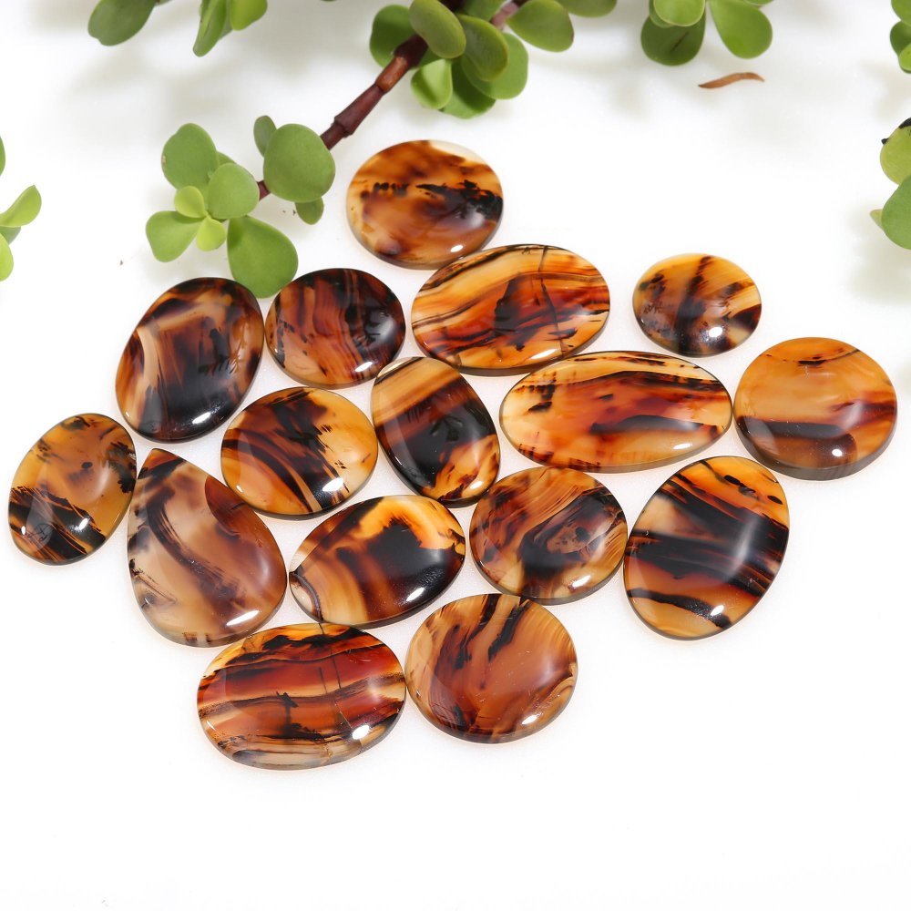 16Pcs 334Cts Natural Brown Montana Agate Cabochon Loose Gemstone Flat Back Semi Precious Stone Jewelry Making Crystal  21x35-17x25mm #12231