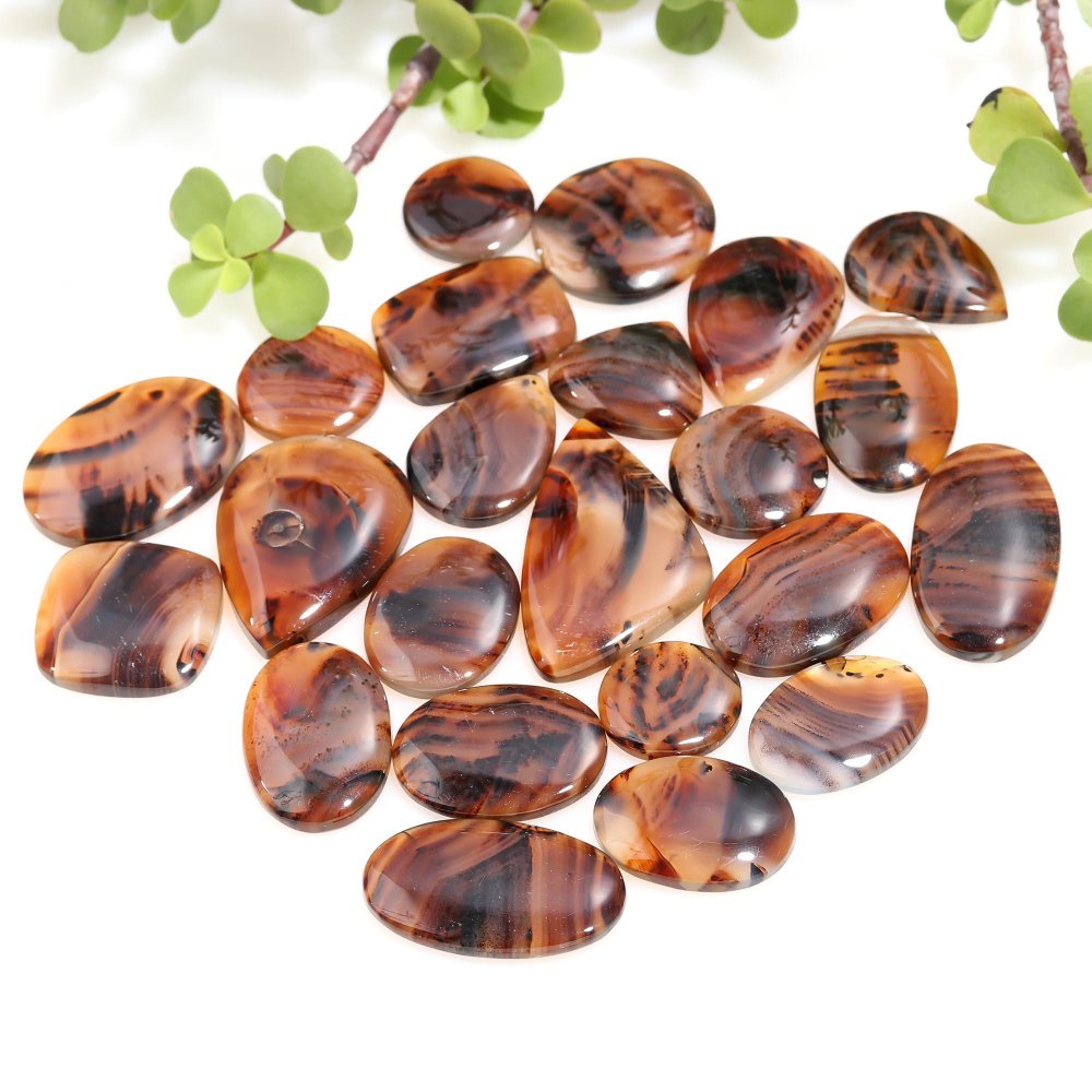 23 Pcs 518 Cts Natural Brown Montana Agate Cabochon Loose Gemstone Flat Back Semi Precious Stone Jewelry Making Crystal 25x35-17x34mm #12244