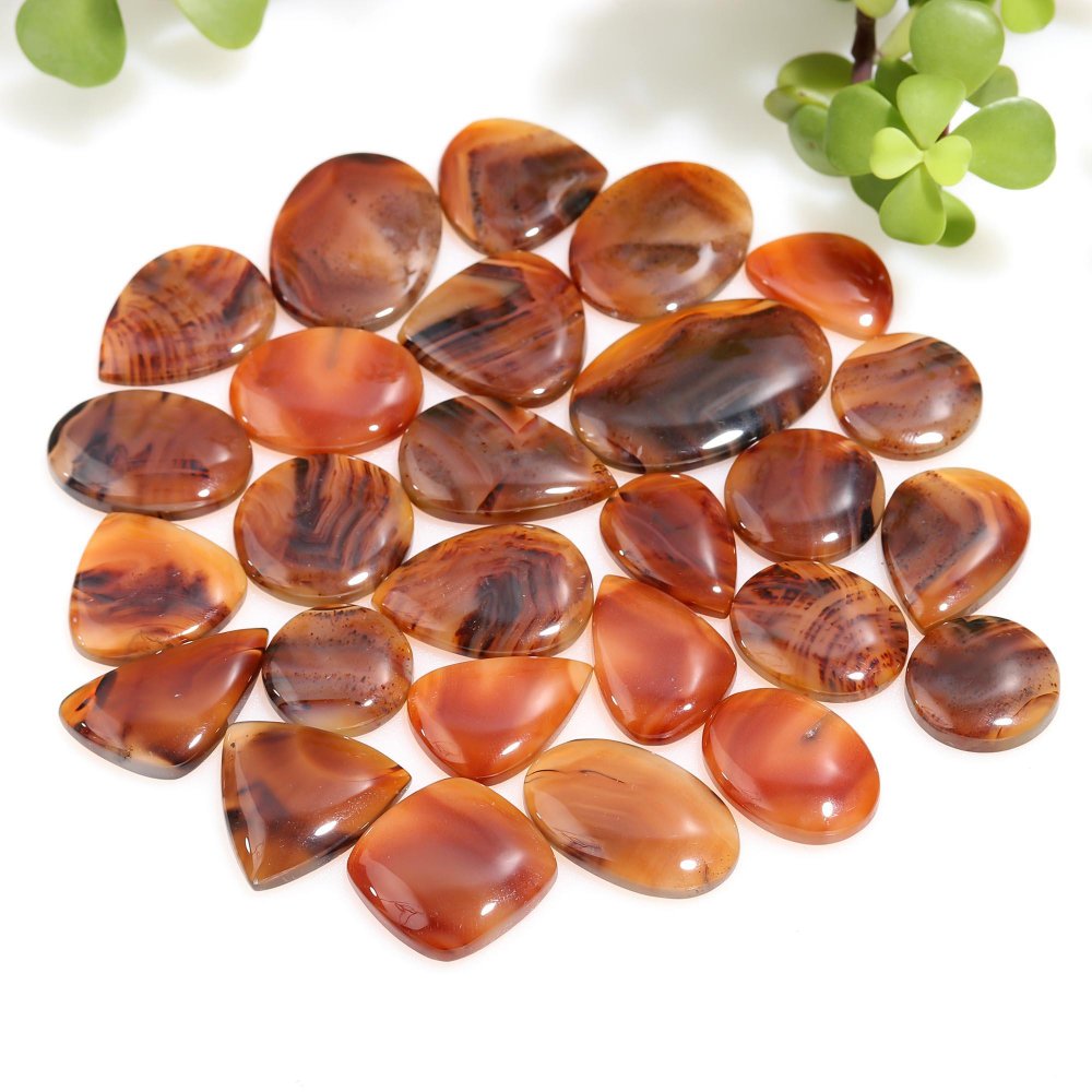 27 Pcs 502 Cts Natural Brown Montana Agate Cabochon Loose Gemstone Flat Back Semi Precious Stone Jewelry Making Crystal 22x35-15x22mm #12248