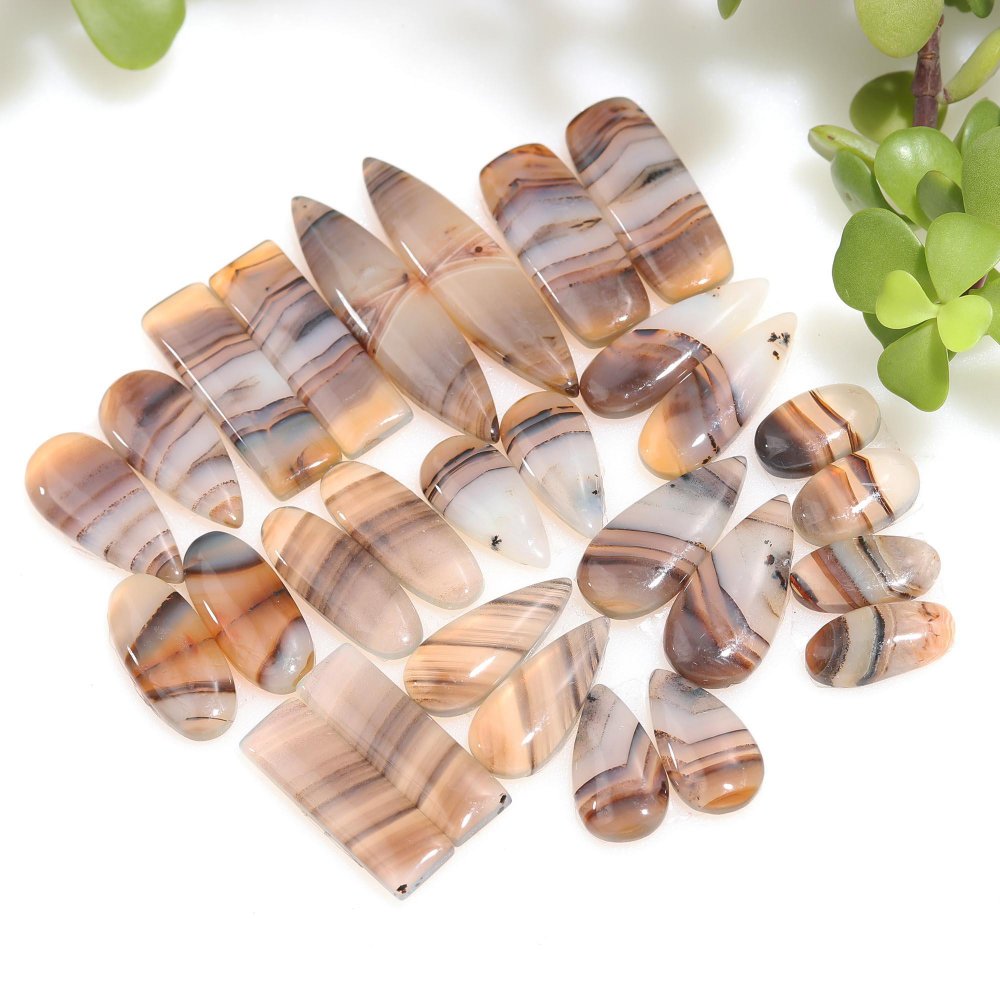 15 Pair 232 Cts Natural Brown Montana Agate Cabochon Loose Gemstone Crystal Pair Lot for Earrings 9x40-8x16mm #12274