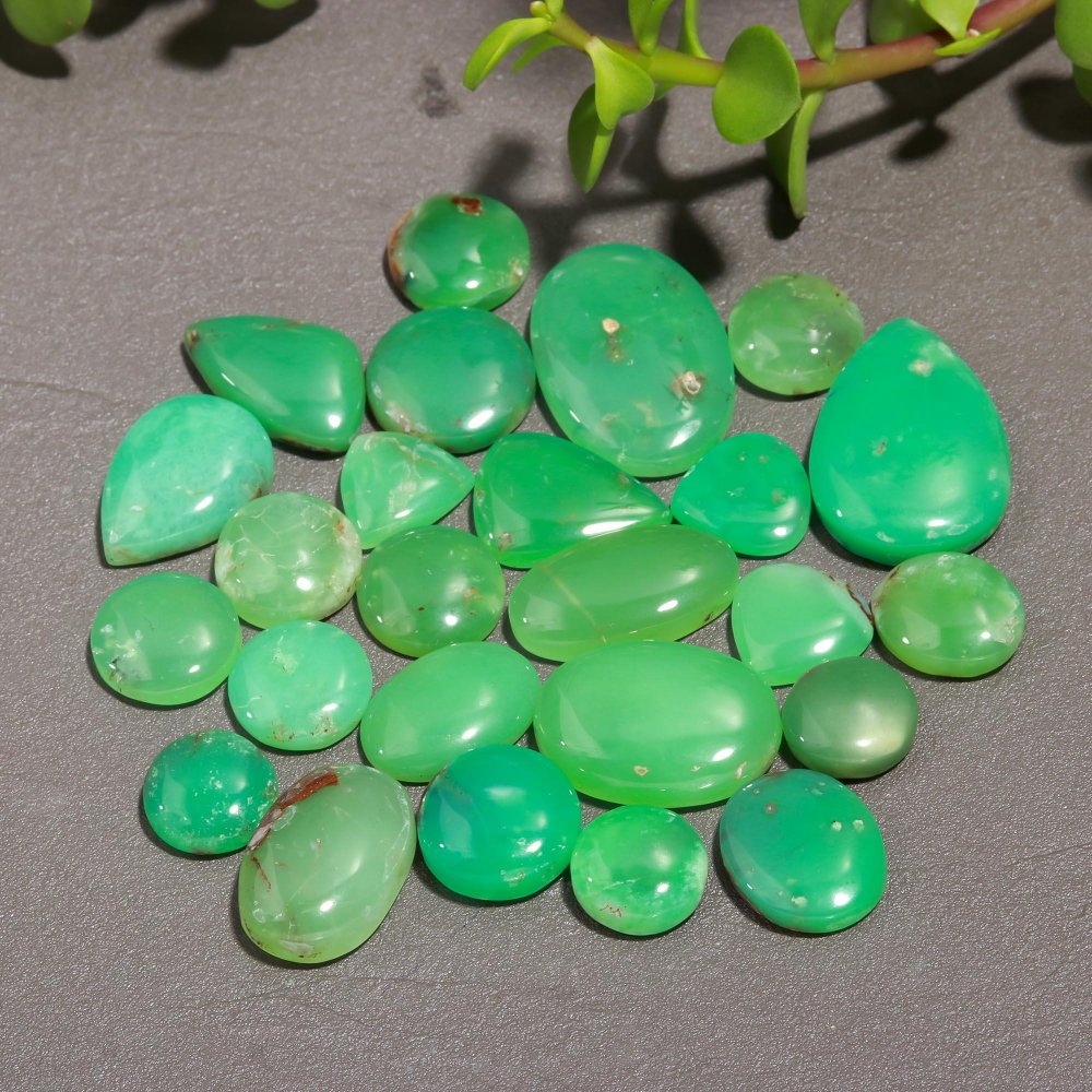 23 Pcs 250 Cts Natural Chrysoprase Cabochon Gemstone Lot,  semi-precious Jewelry Gemstone 18x26-12x12mm #12299