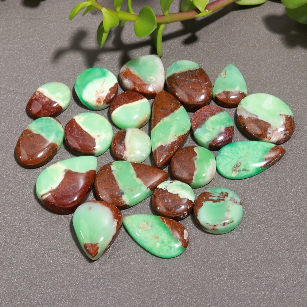 20 Pcs 280 Cts Natural Chrysoprase Cabochon Gemstone Lot,  semi-precious Jewelry Gemstone 13x32-12x18mm #12301