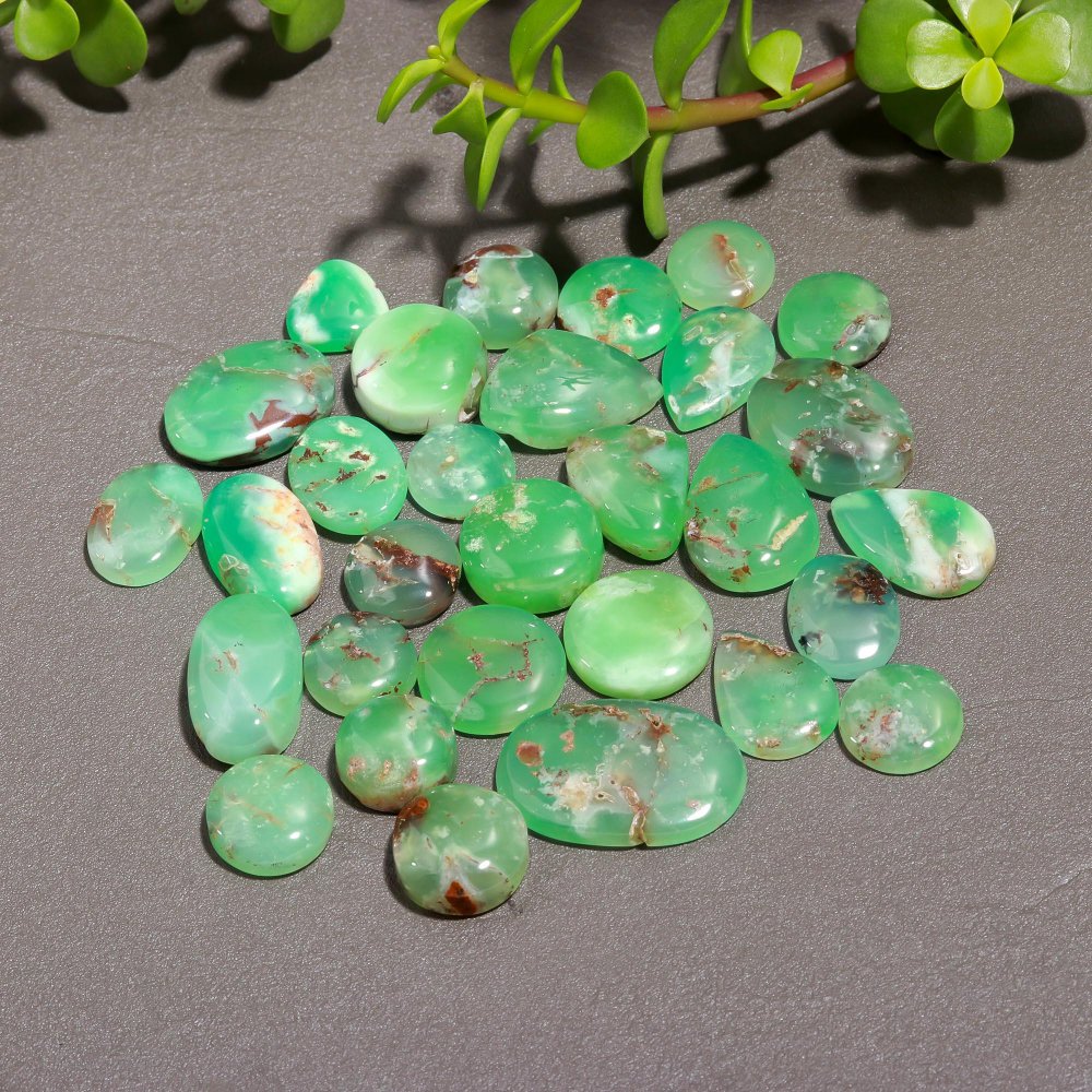 30 Pcs 286 Cts Natural Chrysoprase Cabochon Gemstone Lot,  semi-precious Jewelry Gemstone 17x26-12x12mm #12304