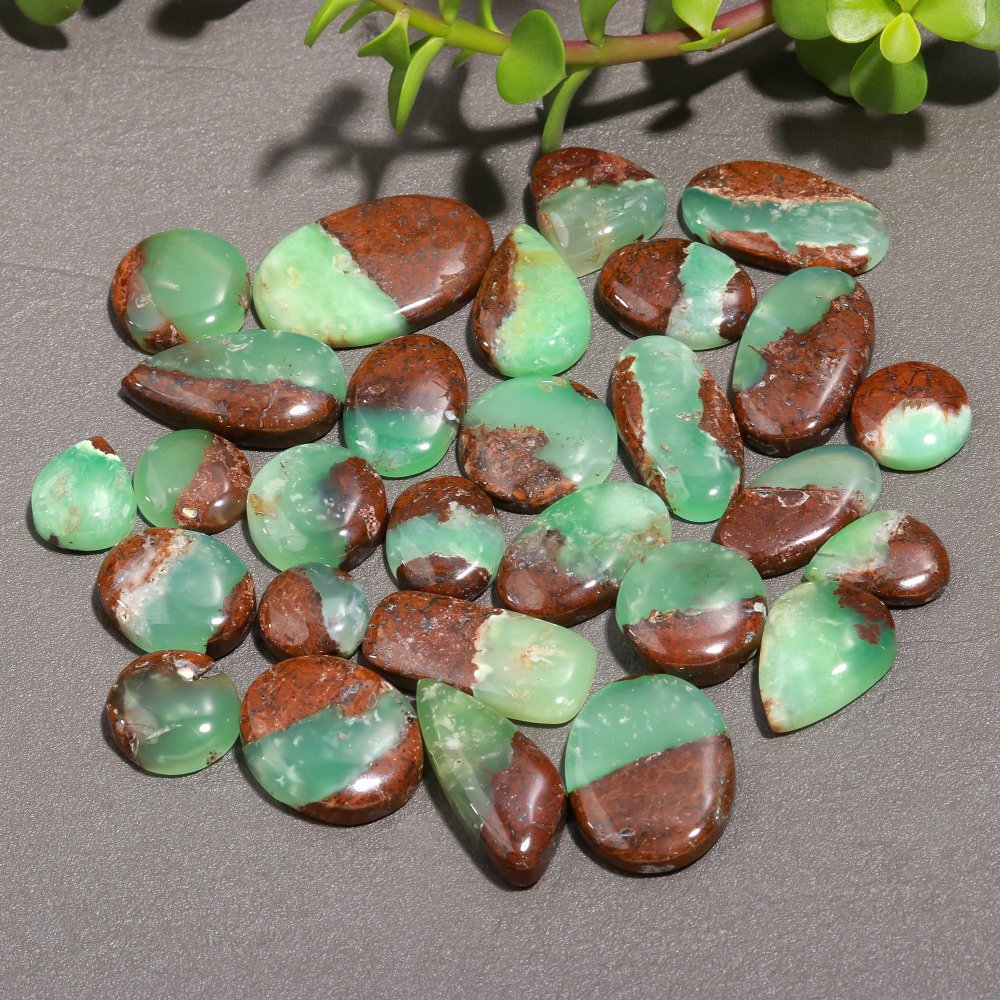 28 Pcs 357 Cts Natural Chrysoprase Cabochon Gemstone Lot,  semi-precious Jewelry Gemstone 17x29-12x12mm #12305