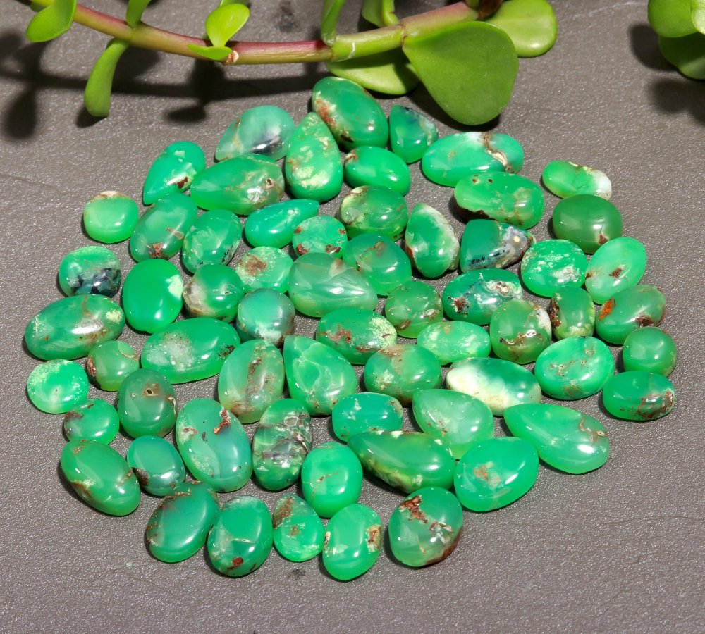 63 Pcs 228 Cts Natural Chrysoprase Cabochon Gemstone Lot,  semi-precious Jewelry Gemstone 8x16-7x9mm #12307