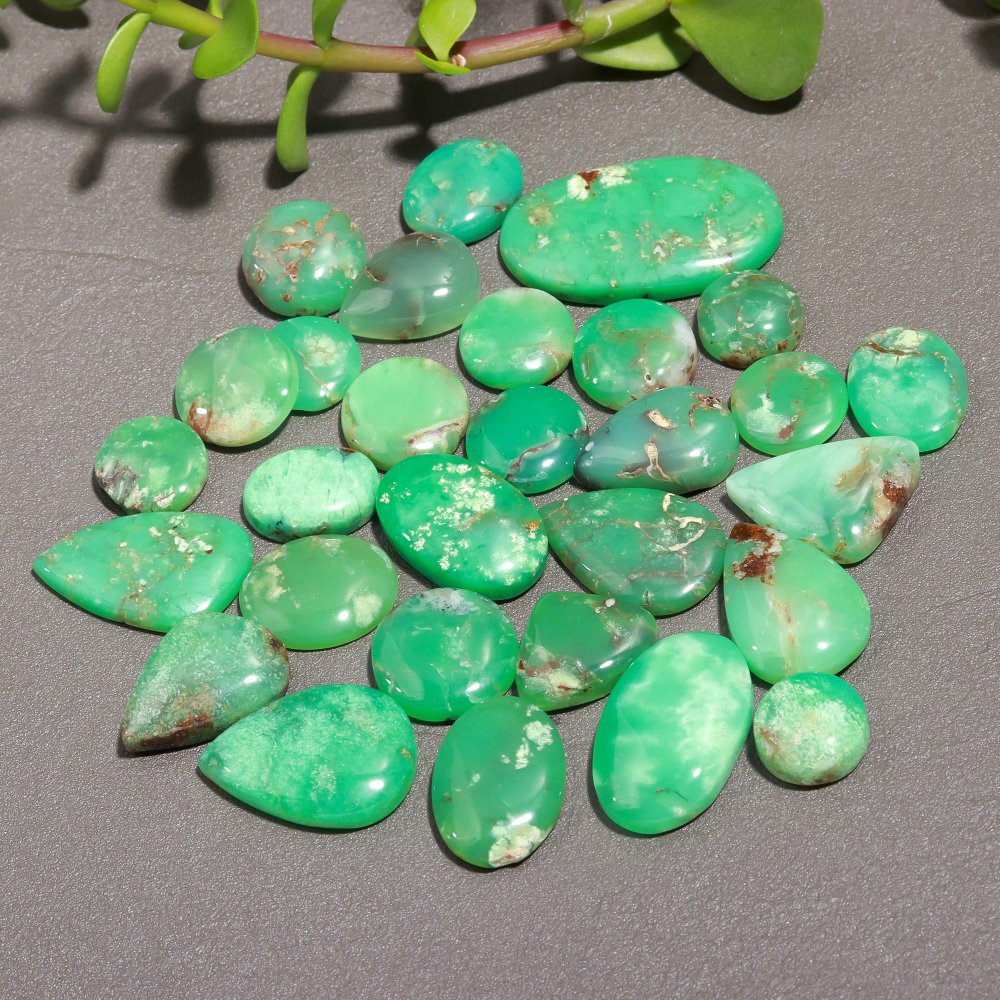 29 Pcs 277 Cts Natural Chrysoprase Cabochon Gemstone Lot,  semi-precious Jewelry Gemstone 18x32-13x16mm #12310