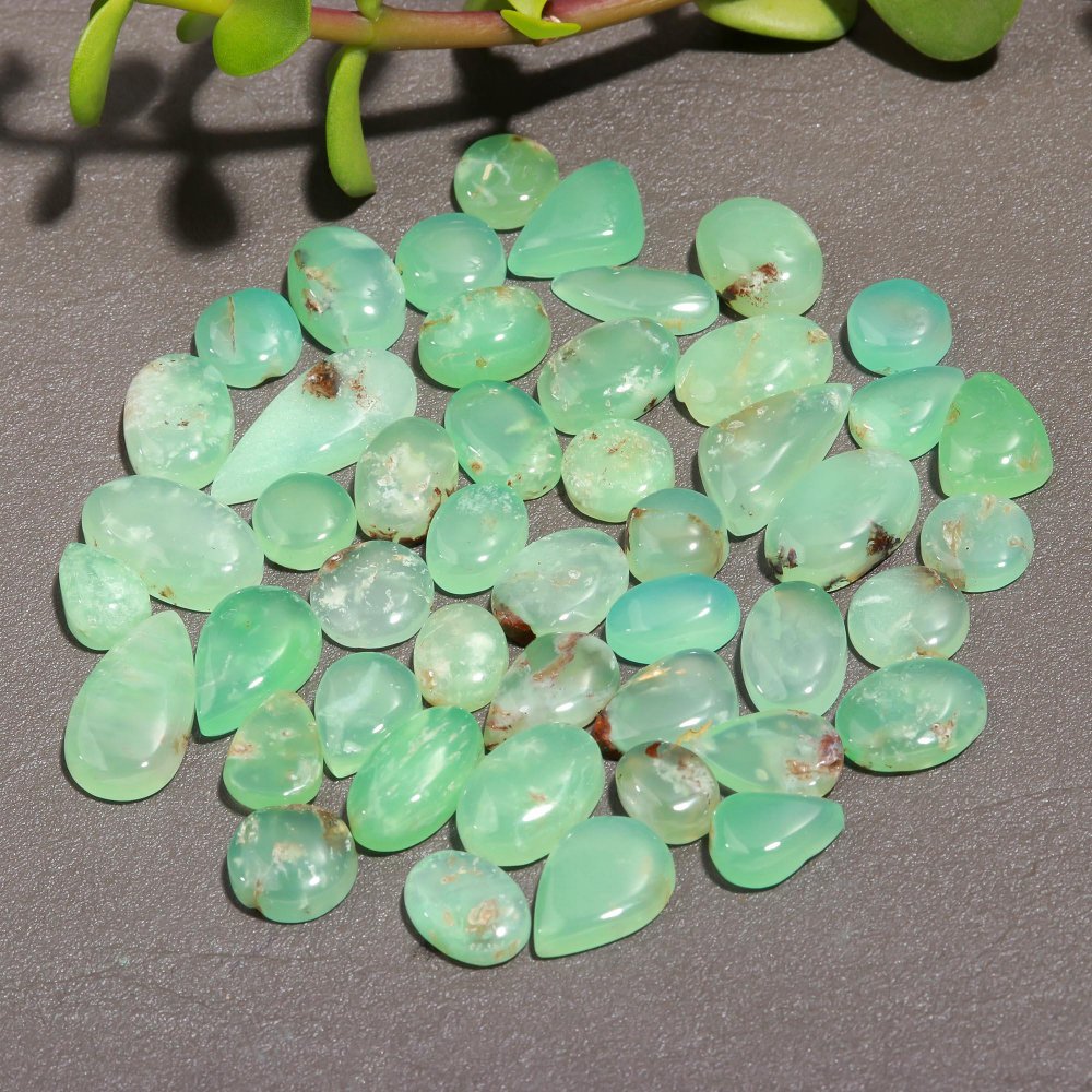 47 Pcs 158 Cts Natural Chrysoprase Cabochon Gemstone Lot,  semi-precious Jewelry Gemstone 8x20-8x8mm #12314