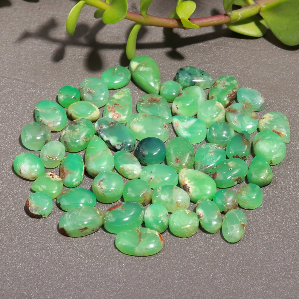 51 Pcs 192 Cts Natural Chrysoprase Cabochon Gemstone Lot,  semi-precious Jewelry Gemstone 8x16-6x7mm #12315