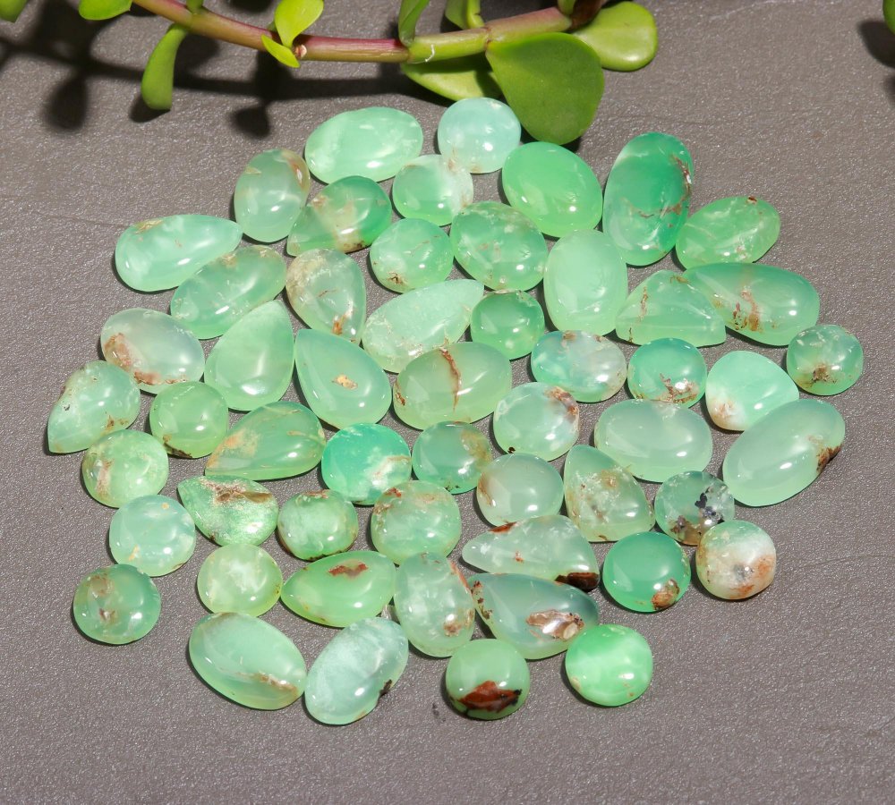 54 Pcs 314 Cts Natural Chrysoprase Cabochon Gemstone Lot,  semi-precious Jewelry Gemstone 11x22-10x10mm #12317