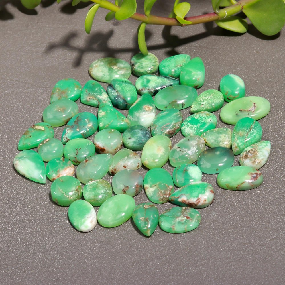 44 Pcs 252 Cts Natural Chrysoprase Cabochon Gemstone Lot,  semi-precious Jewelry Gemstone 11x16-9x9mm #12318