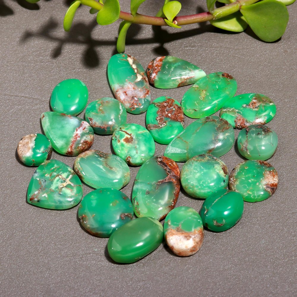 21 Pcs 251 Cts Natural Chrysoprase Cabochon Gemstone Lot,  semi-precious Jewelry Gemstone 13x27-12x12mm #12321