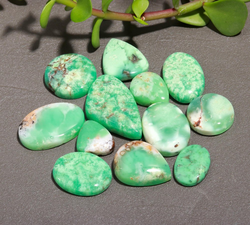 12 Pcs 226 Cts Natural Chrysoprase Cabochon Gemstone Lot,  semi-precious Jewelry Gemstone 16x26-13x15mm #12322