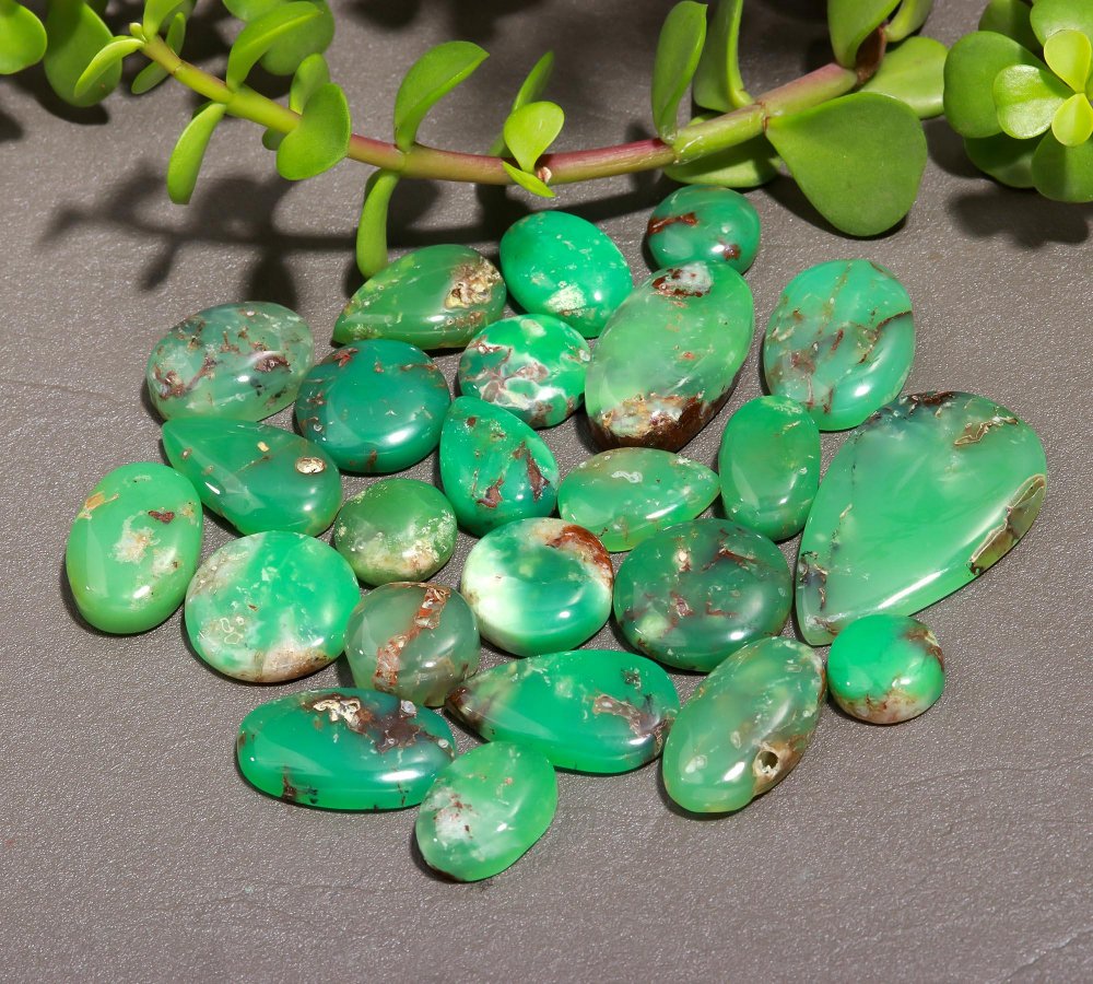 24 Pcs 314 Cts Natural Chrysoprase Cabochon Gemstone Lot,  semi-precious Jewelry Gemstone 21x35-12x12mm #12323