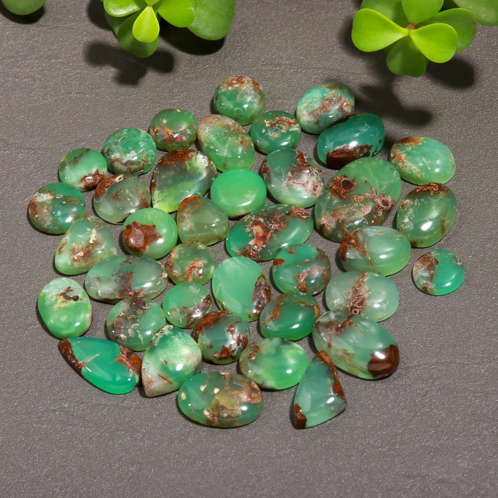 38 Pcs 221 Cts Natural Chrysoprase Cabochon Gemstone Lot,  semi-precious Jewelry Gemstone 31x21-9x9mm #12328