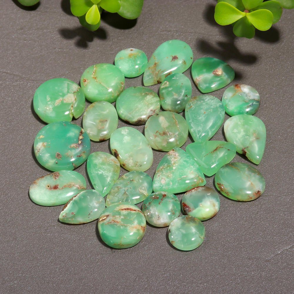 25 Pcs 293 Cts Natural Chrysoprase Cabochon Gemstone Lot,  semi-precious Jewelry Gemstone 14x24-12x12mm #12329