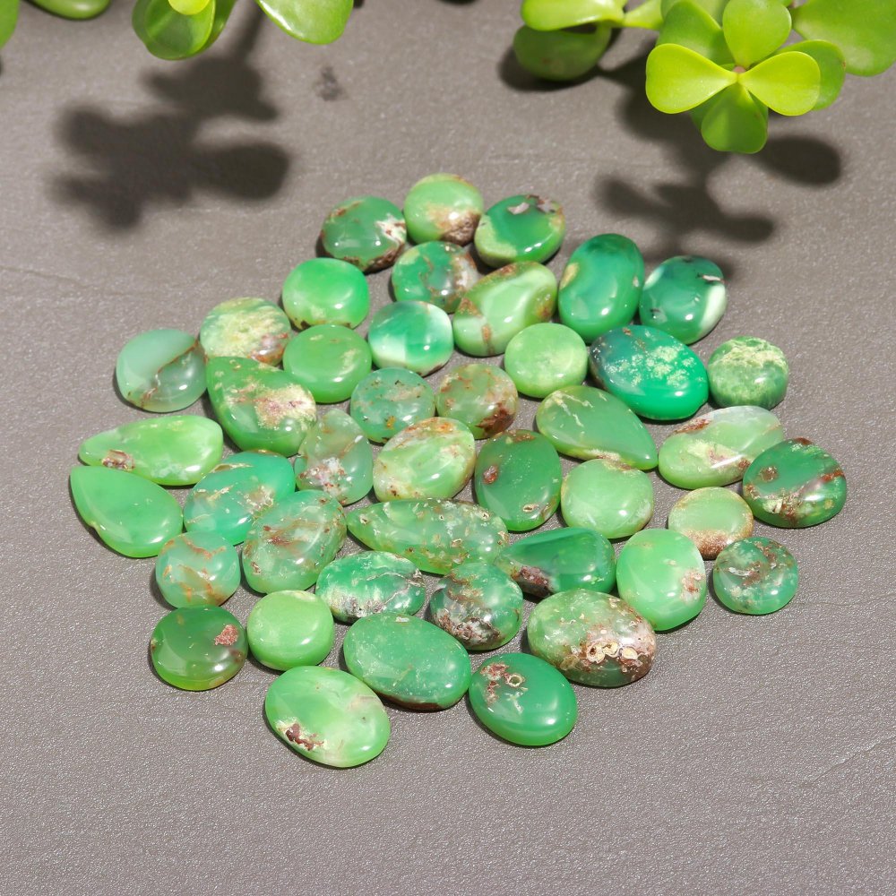 43 Pcs 233 Cts Natural Chrysoprase Cabochon Gemstone Lot,  semi-precious Jewelry Gemstone 9x20-11x12mm #12333