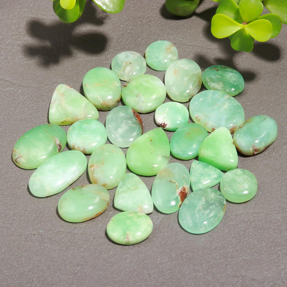 25 Pcs 245 Cts Natural Chrysoprase Cabochon Gemstone Lot,  semi-precious Jewelry Gemstone 14x21-11x11mm #12334