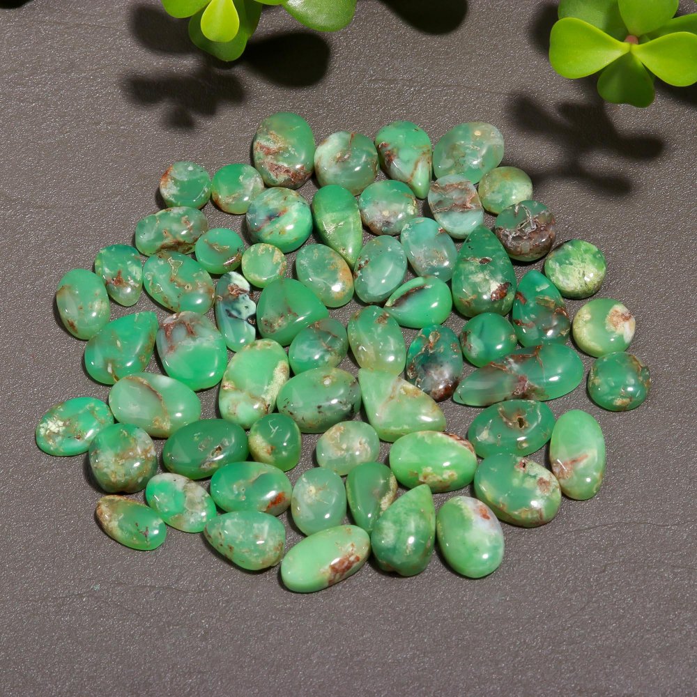 58 Pcs 180 Cts Natural Chrysoprase Cabochon Gemstone Lot,  semi-precious Jewelry Gemstone 8x18-7x7mm #12337