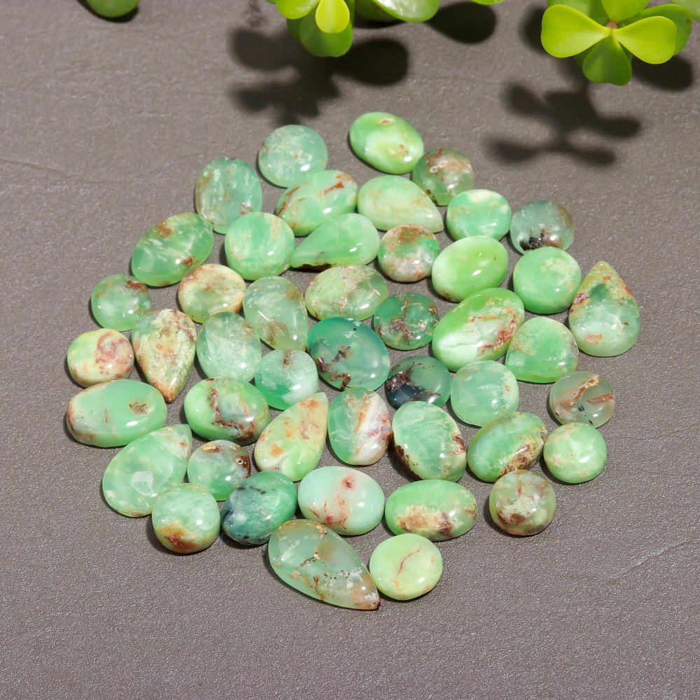 46 Pcs 239 Cts Natural Chrysoprase Cabochon Gemstone Lot,  semi-precious Jewelry Gemstone 10x20-9x13mm #12340