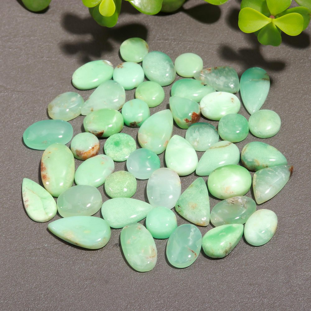 43 Pcs 246 Cts Natural Chrysoprase Cabochon Gemstone Lot,  semi-precious Jewelry Gemstone 11x20-10x10mm #12341