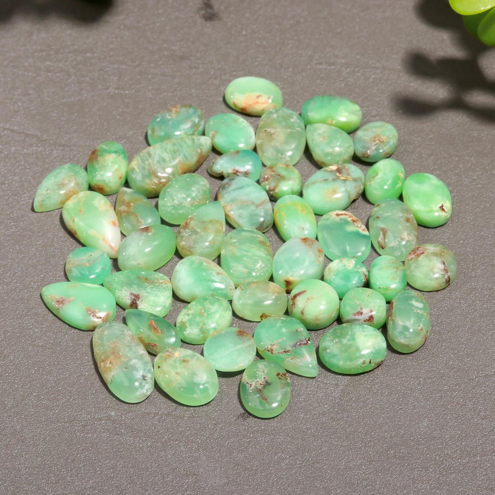 45 Pcs 155 Cts Natural Chrysoprase Cabochon Gemstone Lot,  semi-precious Jewelry Gemstone 9x18-7x7mm #12342