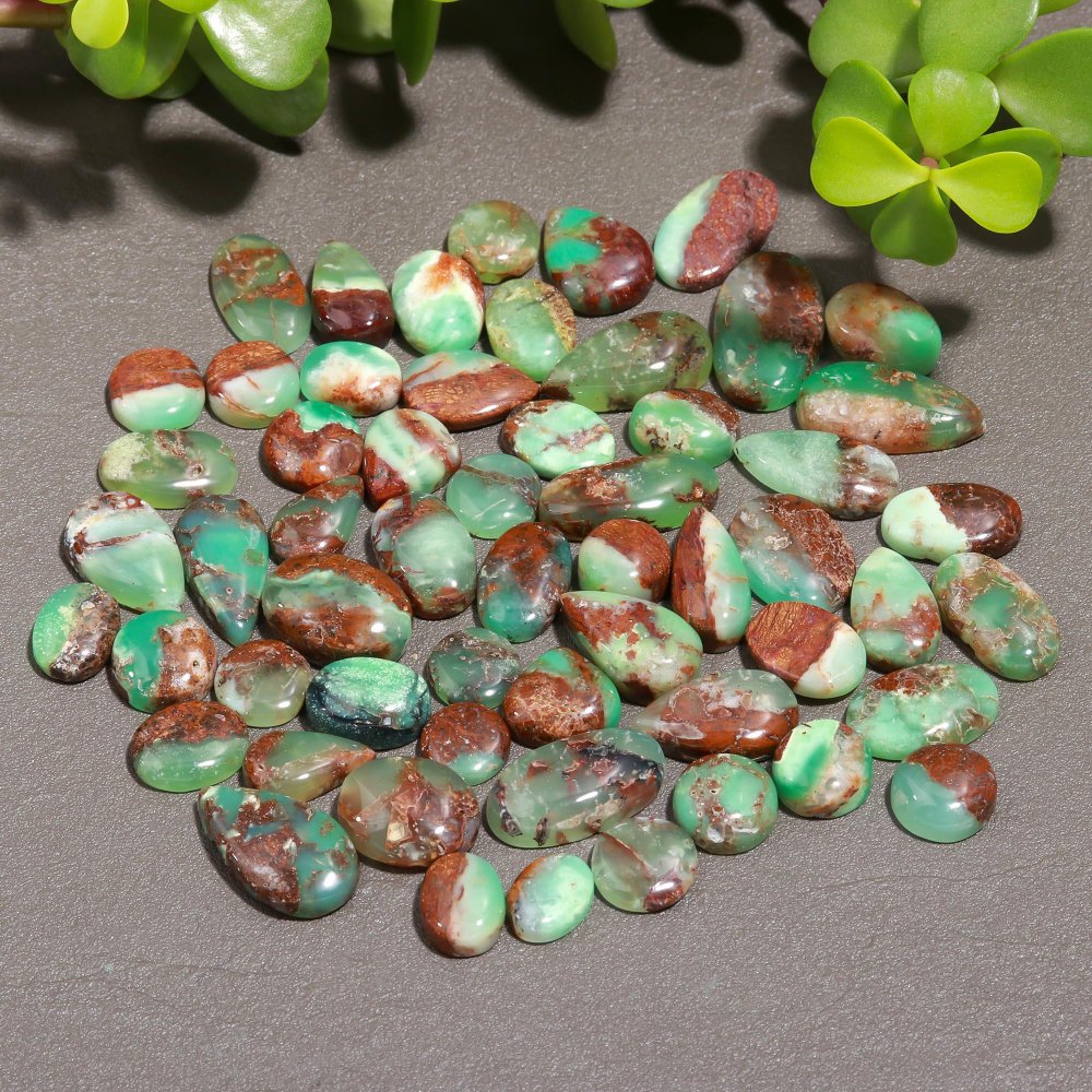 57 Pcs 213 Cts Natural Chrysoprase Cabochon Gemstone Lot,  semi-precious Jewelry Gemstone 11x19-7x9mm #12343