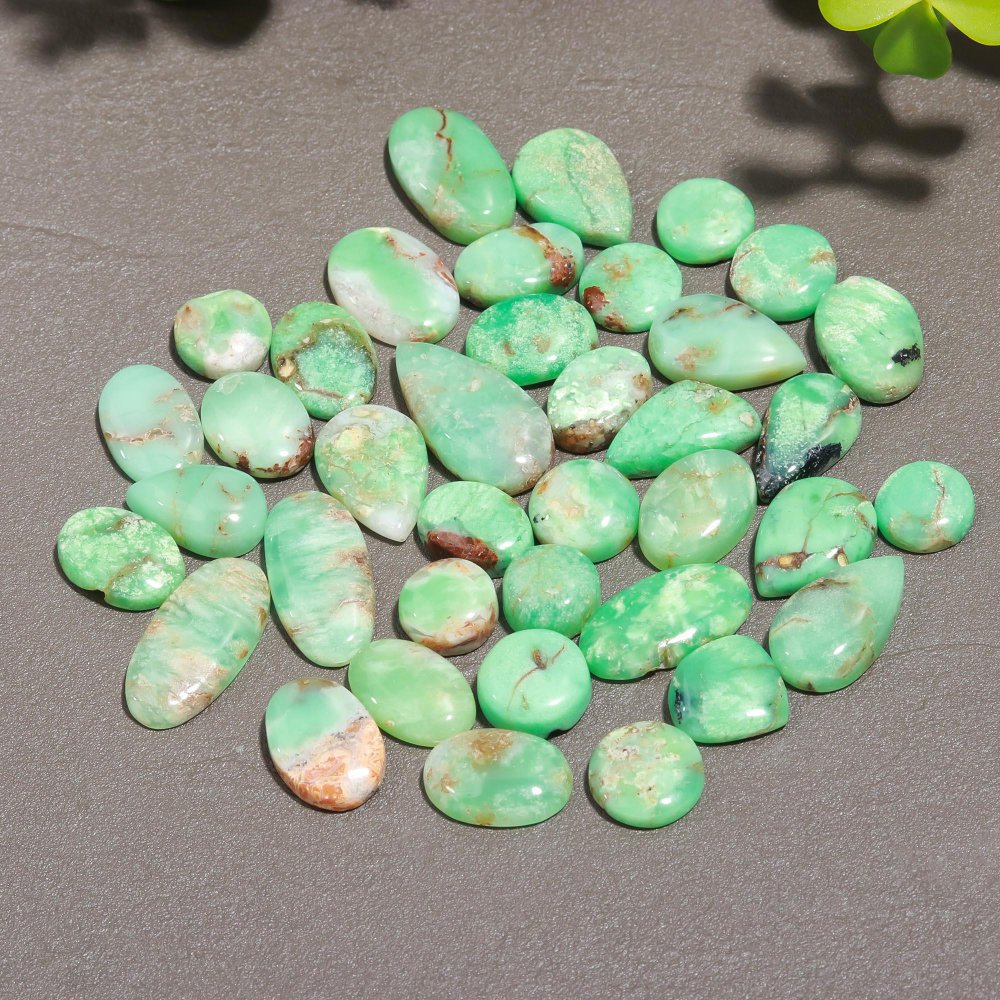 38 Pcs 204 Cts Natural Chrysoprase Cabochon Gemstone Lot,  semi-precious Jewelry Gemstone 10x21-12x12mm #12344