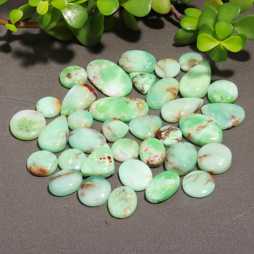 35 Pcs 353 Cts Natural Chrysoprase Cabochon Gemstone Lot,  semi-precious Jewelry Gemstone 16x29-13x13mm #12345