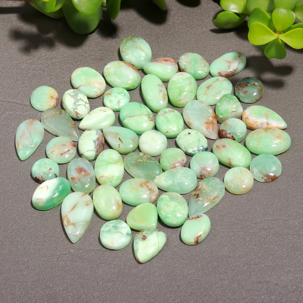 48 Pcs 248 Cts Natural Chrysoprase Cabochon Gemstone Lot,  semi-precious Jewelry Gemstone 11x20-11x12mm #12347