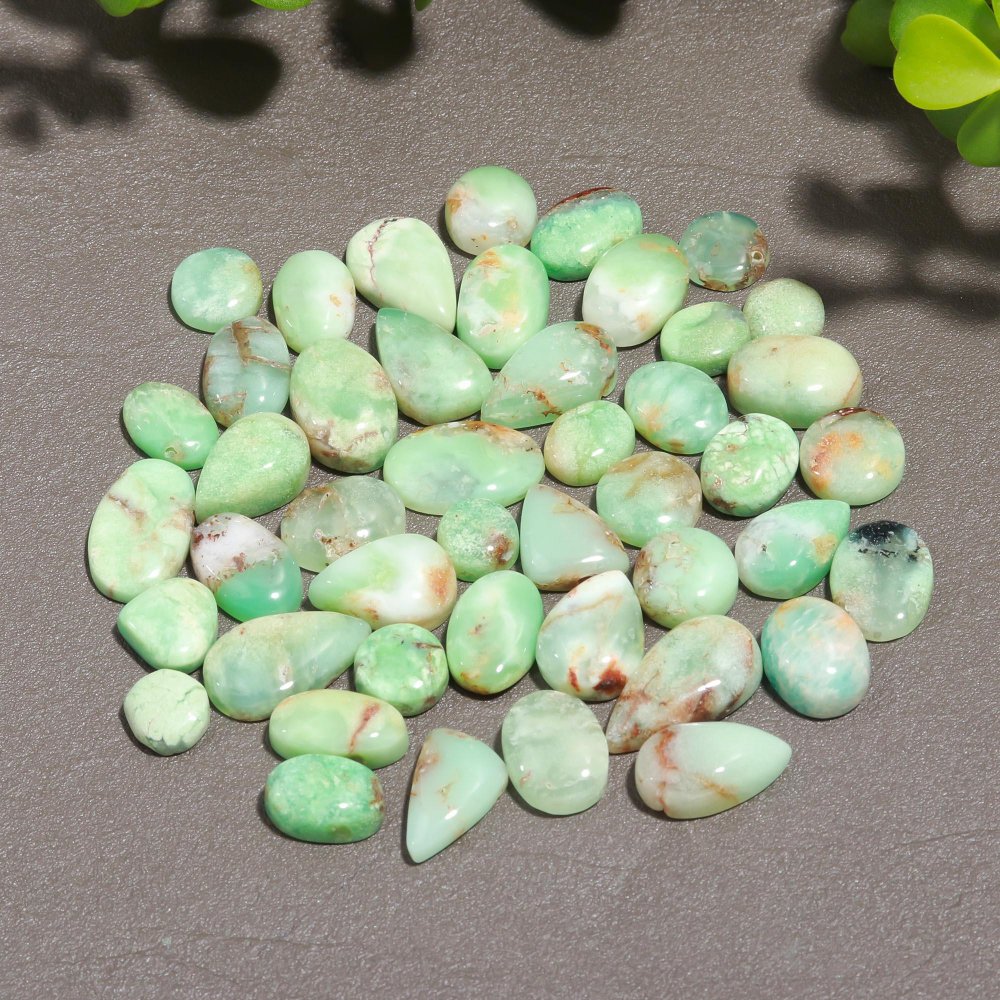 45 Pcs 149 Cts Natural Chrysoprase Cabochon Gemstone Lot,  semi-precious Jewelry Gemstone 9x17-7x7mm #12348