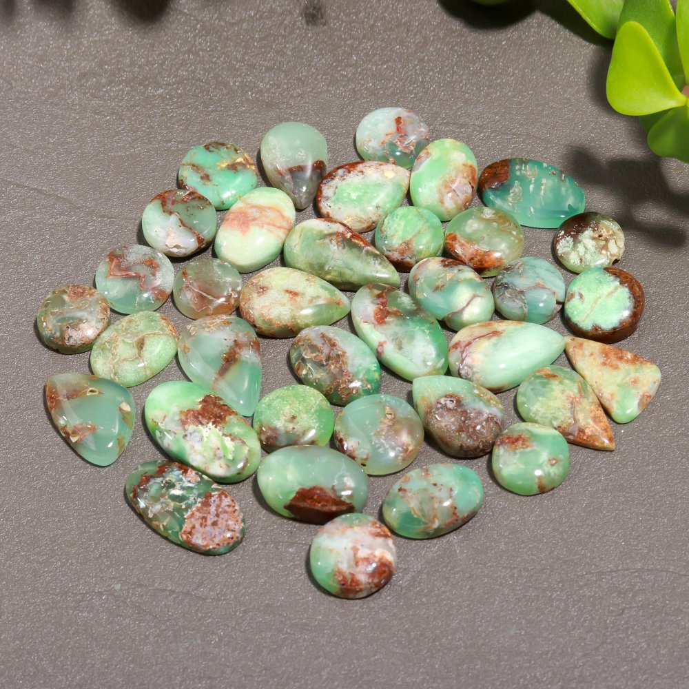 36 Pcs 180 Cts Natural Chrysoprase Cabochon Gemstone Lot,  semi-precious Jewelry Gemstone 10x18-10x17mm #12349