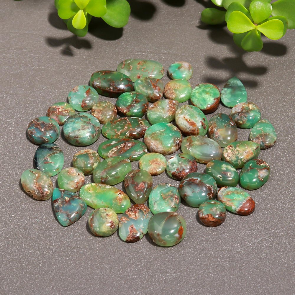 42 Pcs 241 Cts Natural Chrysoprase Cabochon Gemstone Lot,  semi-precious Jewelry Gemstone 10x20-10x15mm #12350