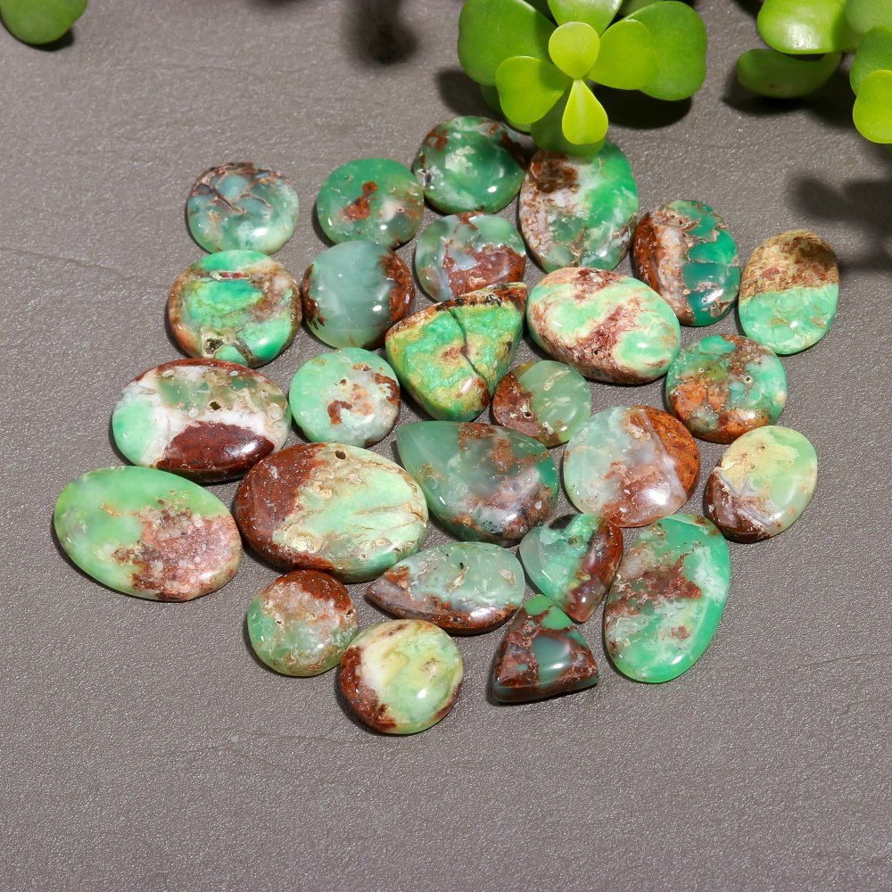 26 Pcs 215 Cts Natural Chrysoprase Cabochon Gemstone Lot,  semi-precious Jewelry Gemstone 17x23-12x12mm #12352