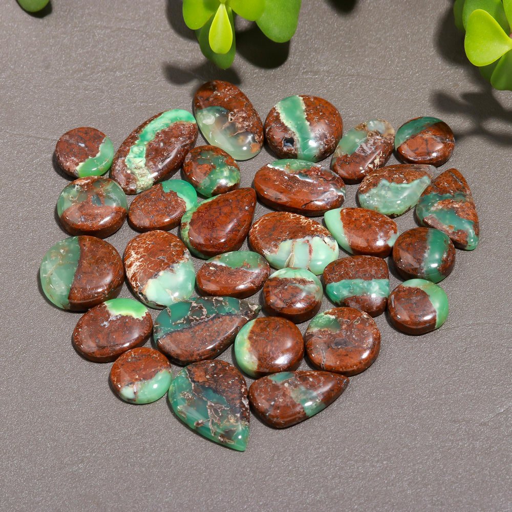 29 Pcs 302 Cts Natural Chrysoprase Cabochon Gemstone Lot,  semi-precious Jewelry Gemstone 17x24-12x15mm #12353