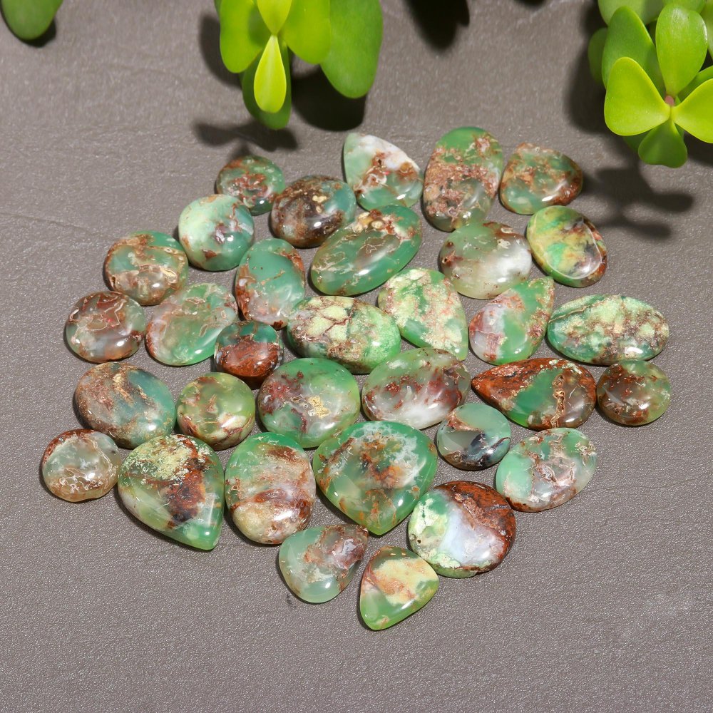 33 Pcs 280 Cts Natural Chrysoprase Cabochon Gemstone Lot,  semi-precious Jewelry Gemstone 12x22-12x12mm #12354