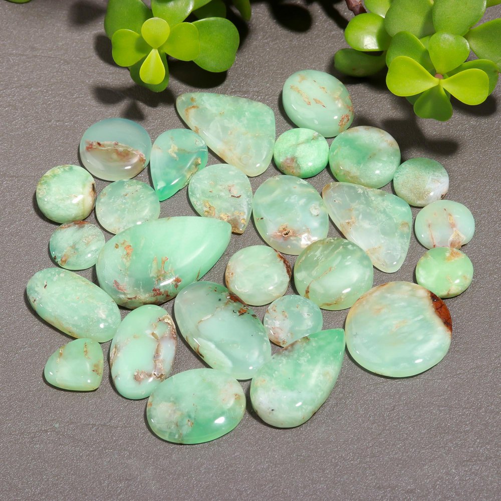 26 Pcs 281 Cts Natural Chrysoprase Cabochon Gemstone Lot,  semi-precious Jewelry Gemstone 18x31-12x12mm #12355