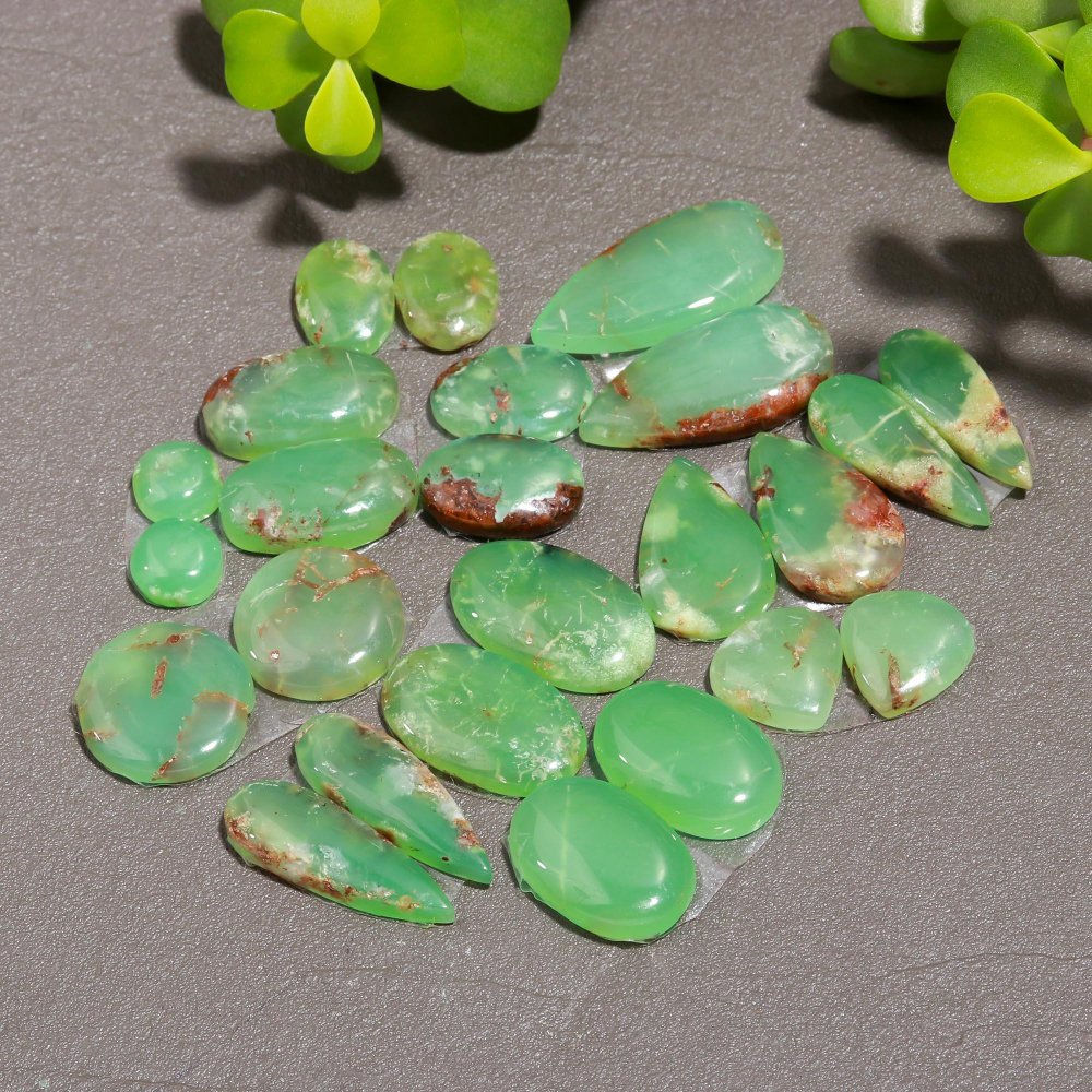 12 Pair 110 Cts Natural Chrysoprase Cabochon Pairs Gemstone, Green Chrysoprase Loose Gemstone Earring Pairs 23x9 17x9mm#12356