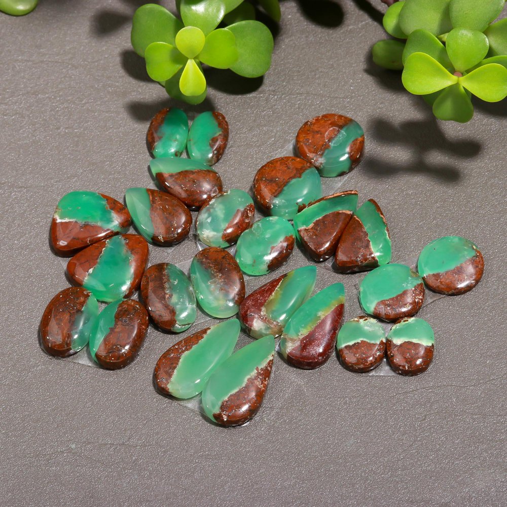 12 Pair 157 Cts Natural Chrysoprase Cabochon Pairs Gemstone, Green Chrysoprase Loose Gemstone Earring Pairs 10x20-9x12mm#12360