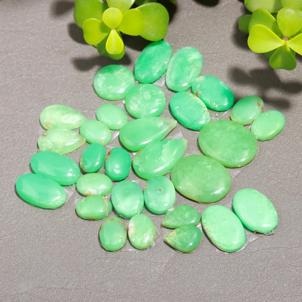 15 Pair 128 Cts Natural Chrysoprase Cabochon Pairs Gemstone, Green Chrysoprase Loose Gemstone Earring Pairs 15x19-7x10mm#12361