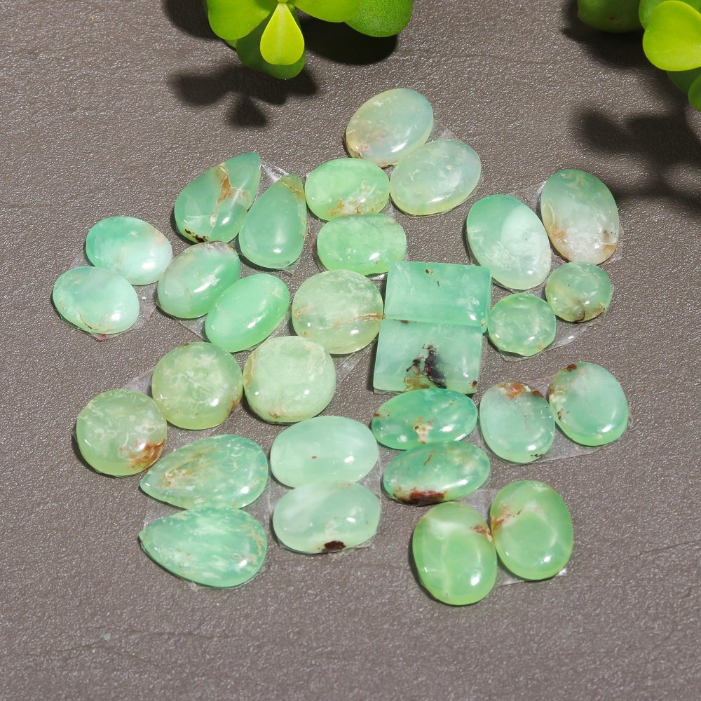 15 Pair 109 Cts Natural Chrysoprase Cabochon Pairs Gemstone, Green Chrysoprase Loose Gemstone Earring Pairs 9x13-8x8mm#12366