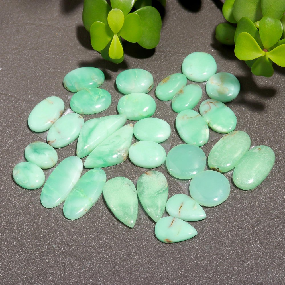 14 Pair 161 Cts Natural Chrysoprase Cabochon Pairs Gemstone, Green Chrysoprase Loose Gemstone Earring Pairs 10x25-10x15mm#12368