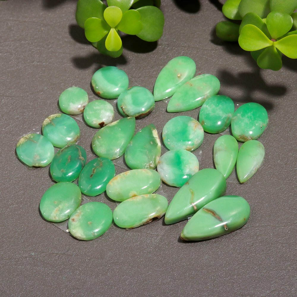 12 Pair 150 Cts Natural Chrysoprase Cabochon Pairs Gemstone, Green Chrysoprase Loose Gemstone Earring Pairs 11x25-10x10mm#12369